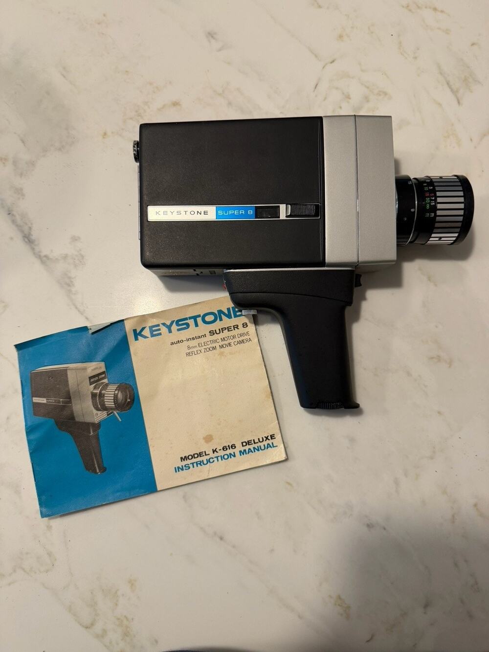 Keystone K-616 Super 8 Movie Camera Complete w Case Manual Papers Vintage